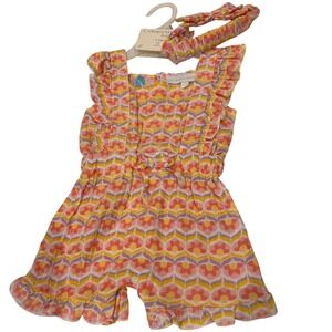NWTO‎ set of 2 Catherine Malandrino Baby Girls Rompers Print size 6-9 Months